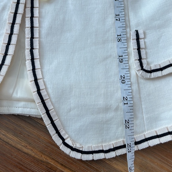 Anne Klein Linen Blend Ruffle Stretch 3/4 Sleeves Blazer 4 - Picture 11 of 12